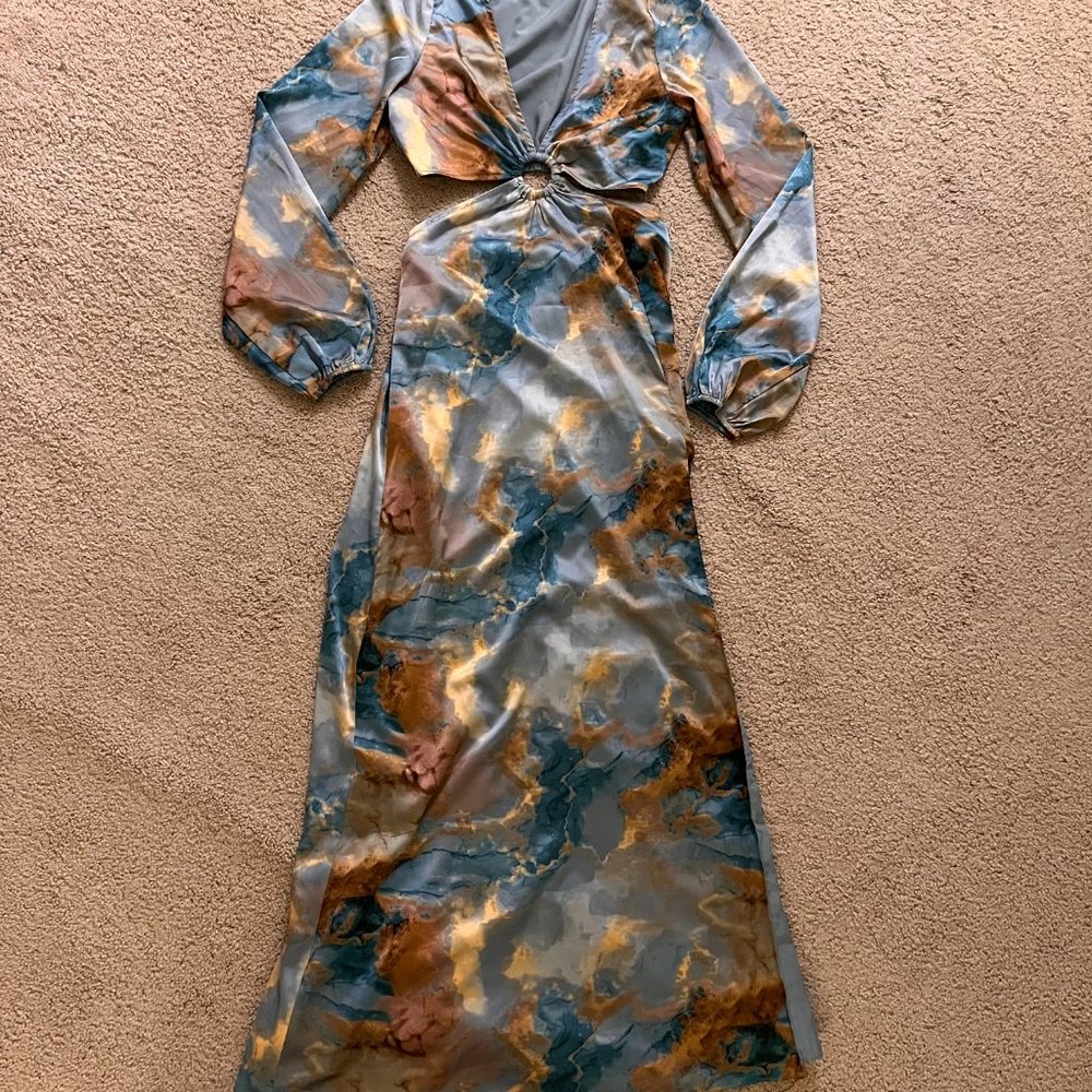 Gorgeous Marble Design Maxi Dress with Slit